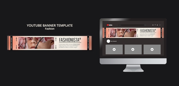 PSD gratuito plantilla de banner de youtube de tendencias de moda