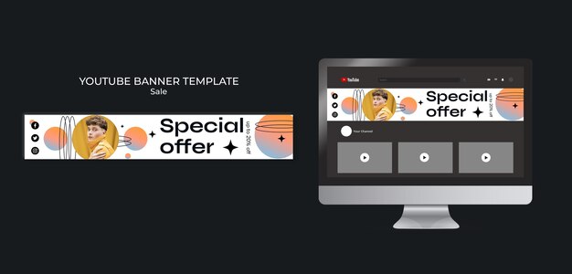 PSD gratuito plantilla de banner de youtube de venta de moda