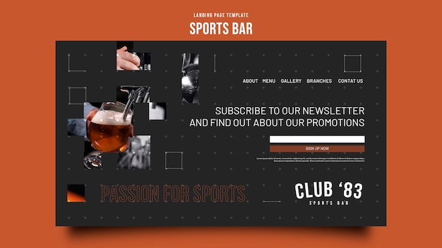 PSD gratuito plantilla de bar deportivo de diseño plano