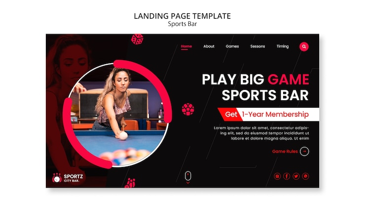 PSD gratuito plantilla de bar deportivo de diseño plano