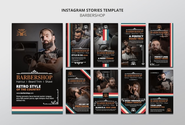 Plantilla de barbería de diseño plano