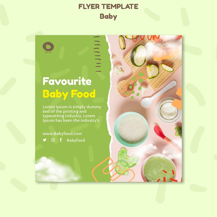 PSD gratuito plantilla de bebé de diseño plano