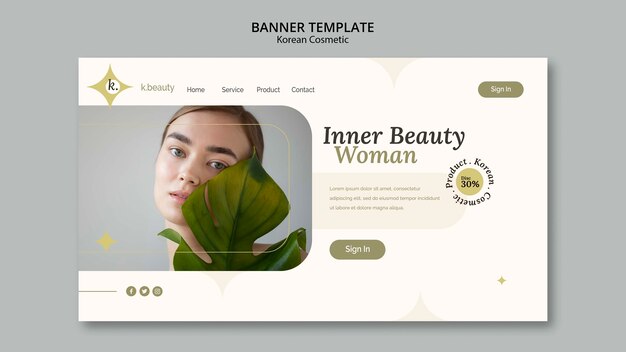 Plantilla de belleza coreana de diseño plano