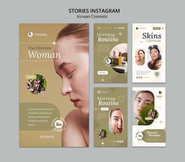 Plantilla de belleza coreana de diseño plano