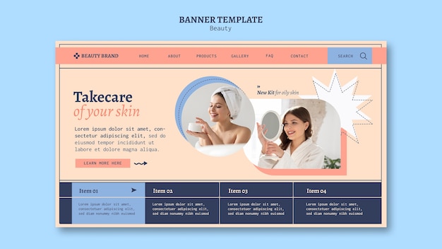 PSD gratuito plantilla de belleza de diseño plano