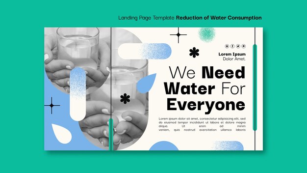 PSD gratuito plantilla benéfica de agua de diseño plano