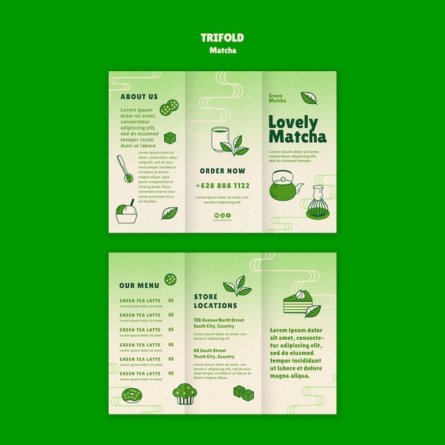 PSD gratuito plantilla de beneficios del té matcha con gradiente