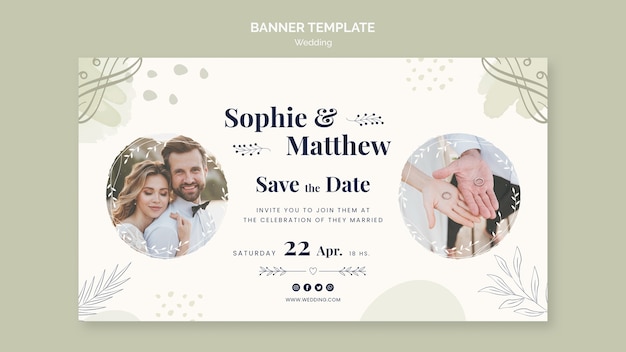 Plantilla de boda de diseño plano