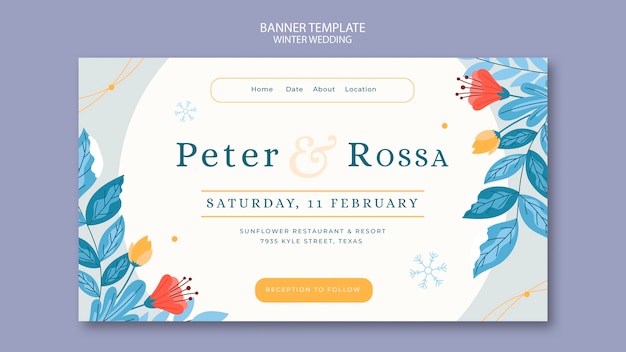 Plantilla de boda de diseño plano