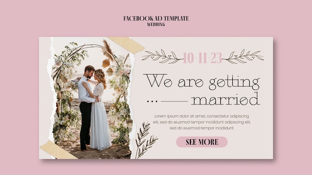 PSD gratuito plantilla de boda de diseño plano