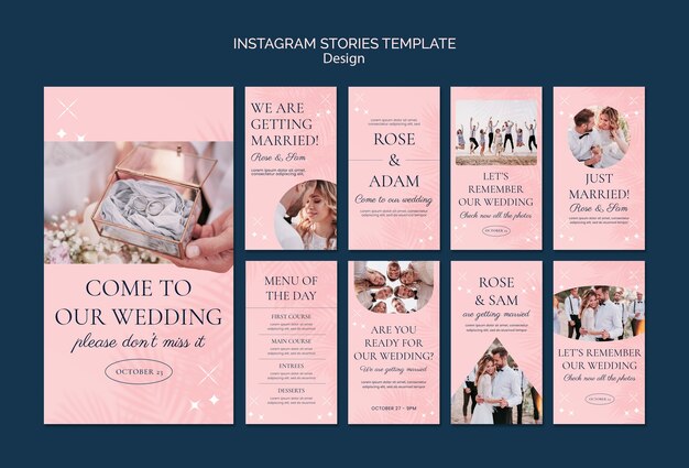 Plantilla de boda de diseño plano