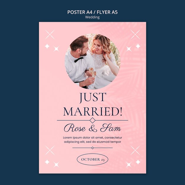 Plantilla de boda de diseño plano
