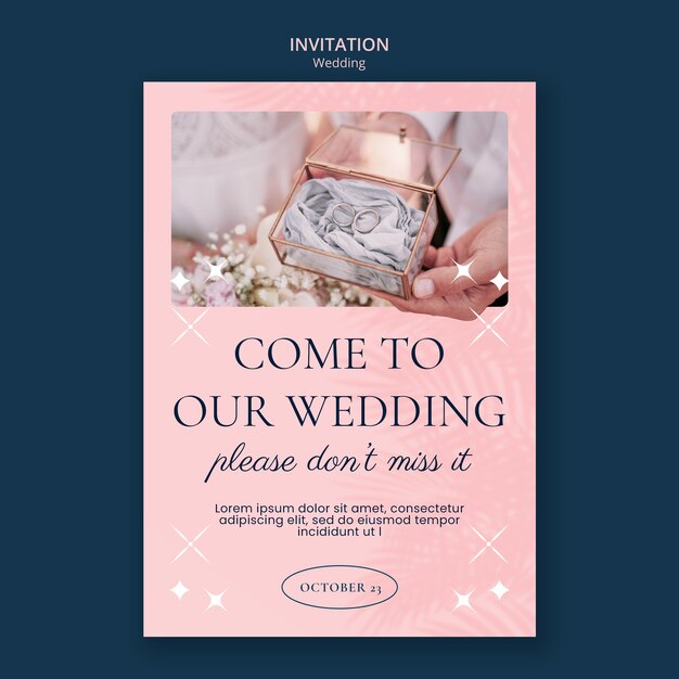 Plantilla de boda de diseño plano
