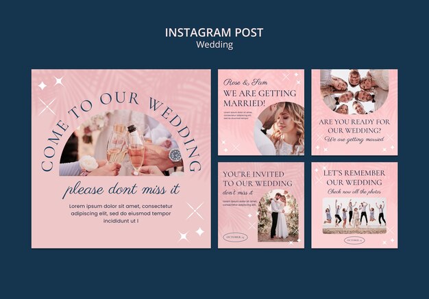 Plantilla de boda de diseño plano