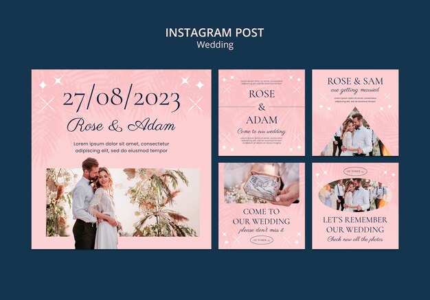 Plantilla de boda de diseño plano