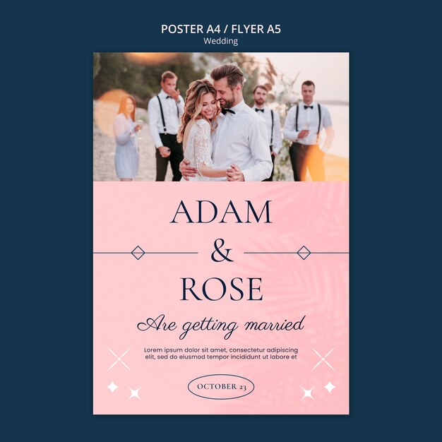 Plantilla de boda de diseño plano