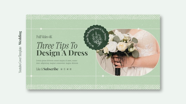 PSD gratuito plantilla de boda de diseño plano