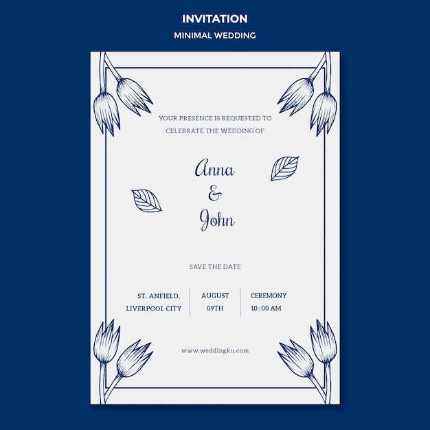 Plantilla de boda para tarjeta de invitación