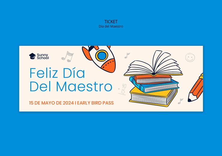 PSD gratuito plantilla de boleto para la celebración del día del maestro