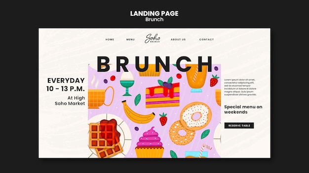 PSD gratuito plantilla de brunch de diseño plano