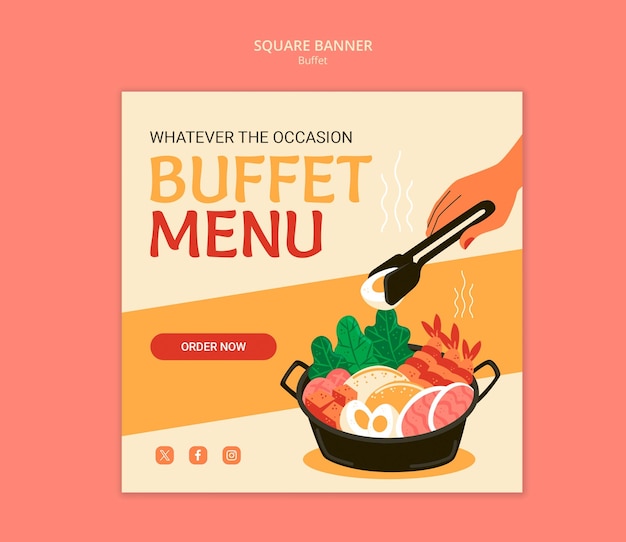 plantilla de buffet de comida deliciosa