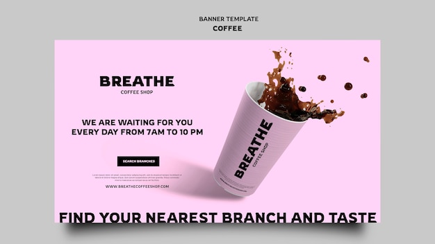 PSD gratuito plantilla de café de banner de diseño plano