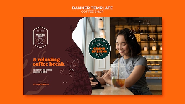 PSD gratuito plantilla de cafetería de diseño plano