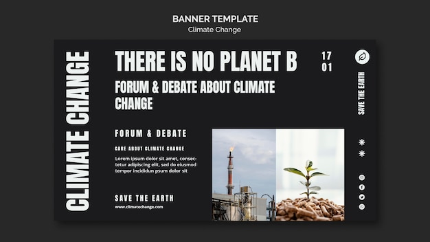 Plantilla de cambio climático de banner de diseño plano
