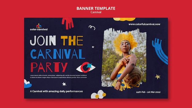 PSD gratuito plantilla de carnaval de banner de diseño plano