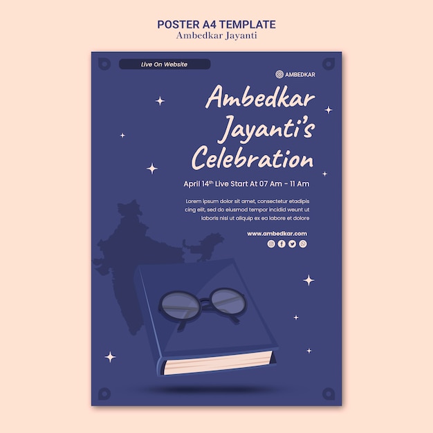 PSD gratuito plantilla de cartel de ambedkar jayanti