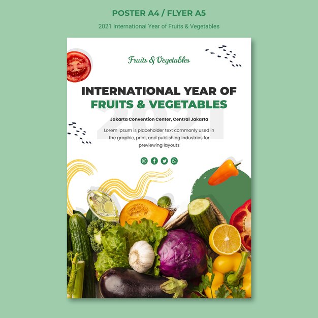 Plantilla de cartel de año internacional de frutas y verduras