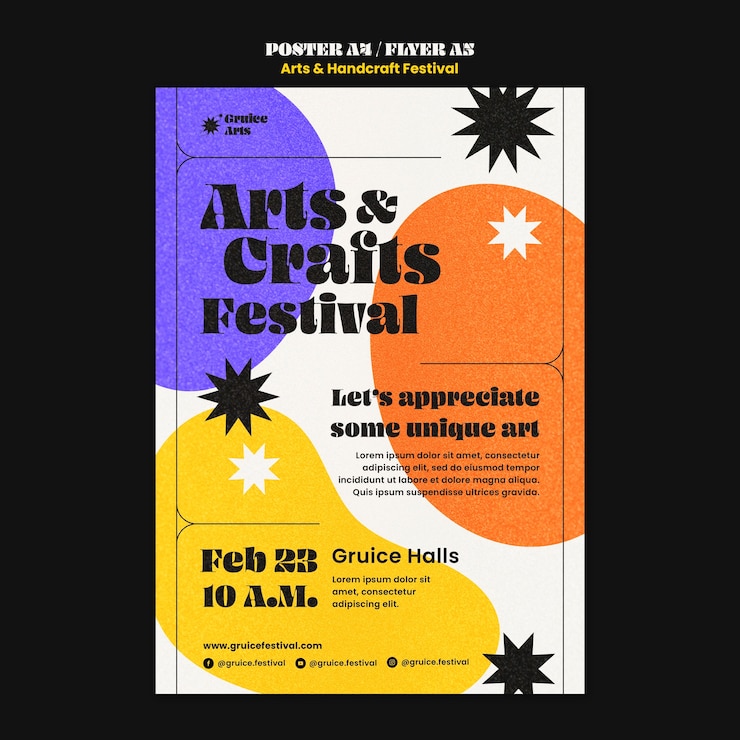 PSD gratuito plantilla de cartel de artes y artesanías