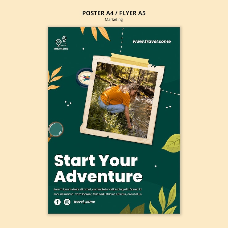 PSD gratuito plantilla de cartel de aventura viajera