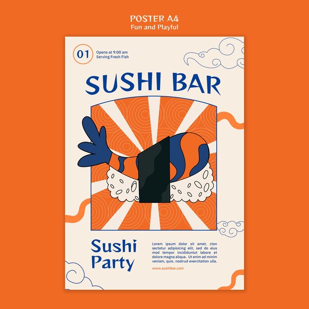 Plantilla de cartel de barra de sushi