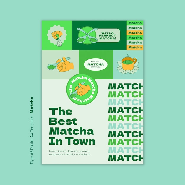 PSD gratuito la plantilla del cartel de la bebida de té matcha.