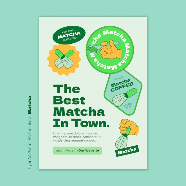 PSD gratuito la plantilla del cartel de la bebida de té matcha.