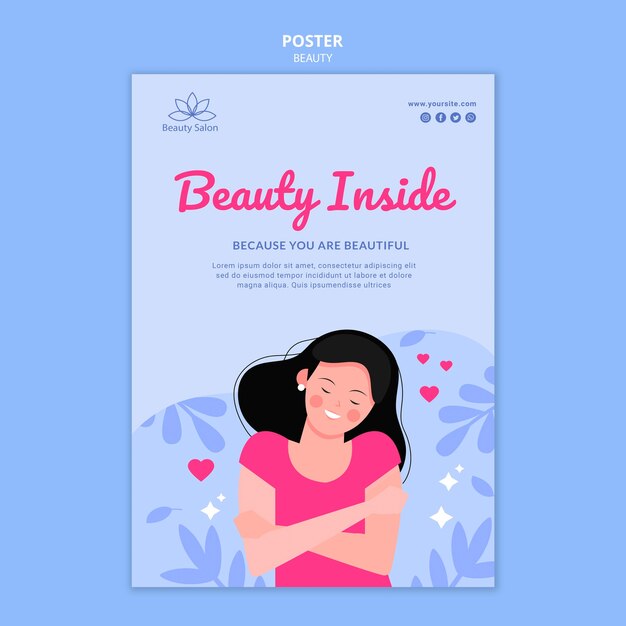 Plantilla de cartel de belleza ilustrada