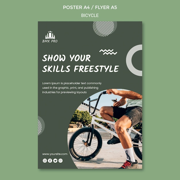 PSD gratuito plantilla de cartel de bicicleta