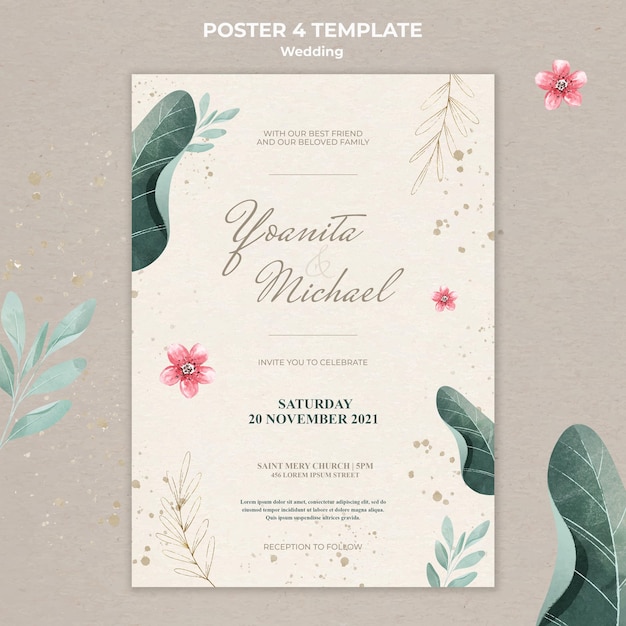 Plantilla de cartel de boda