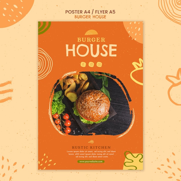 PSD gratuito plantilla de cartel de burger house