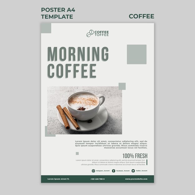 Plantilla de cartel de café de la mañana