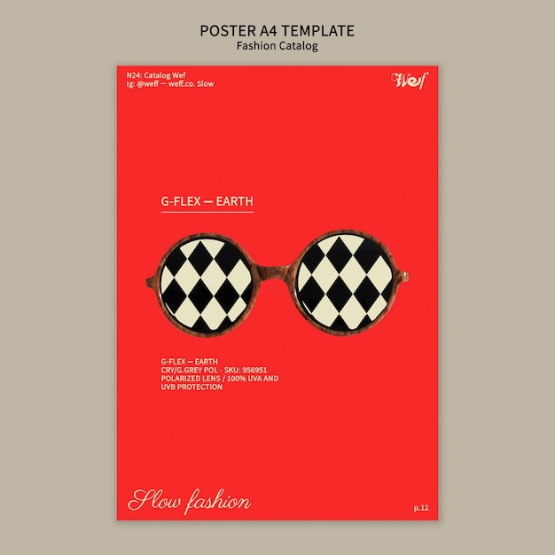 PSD gratuito plantilla de cartel de catálogo de moda de diseño plano