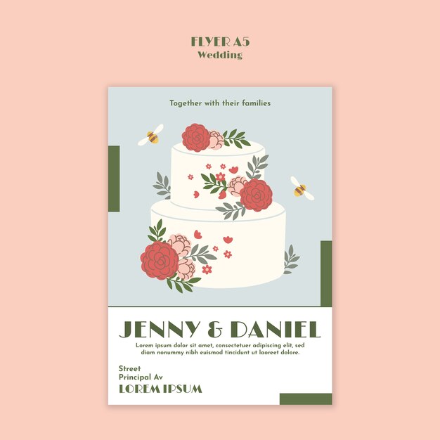 Plantilla de cartel de celebración de boda
