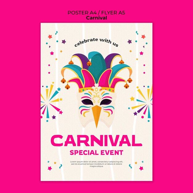 plantilla de cartel para la celebración del carnaval