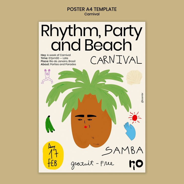 PSD gratuito plantilla de cartel para la celebración del carnaval