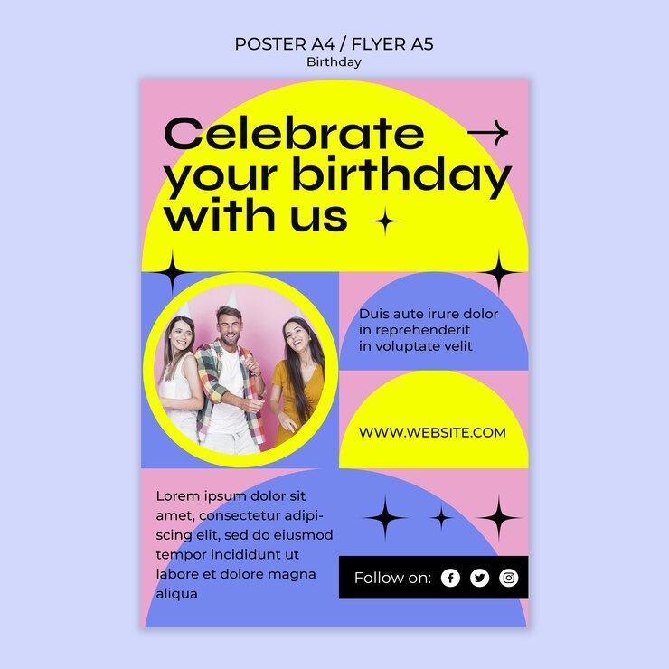 PSD gratuito plantilla de cartel de celebración de cumpleaños