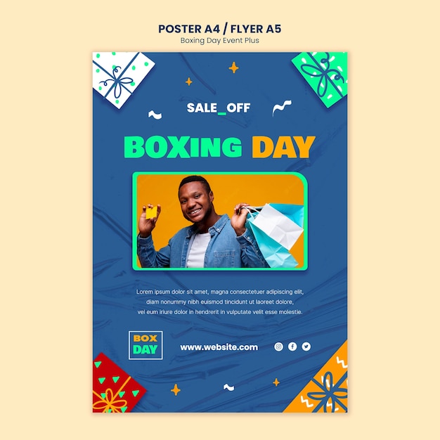 PSD gratuito plantilla de cartel de celebración del día del boxeo