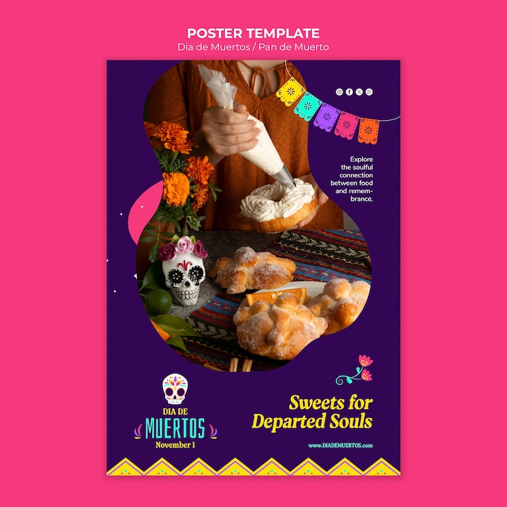 PSD gratuito plantilla de cartel de celebración del día de muertos