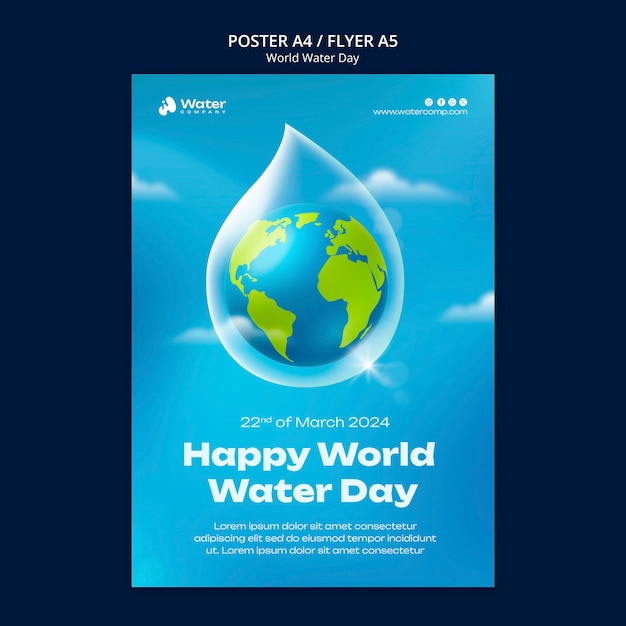 plantilla de cartel para la celebración del Día Mundial del Agua