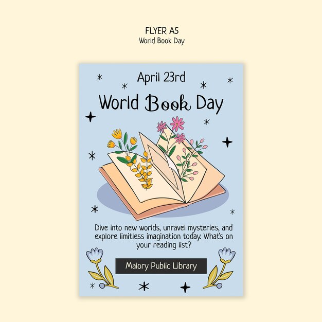 plantilla de cartel para la celebración del Día Mundial del Libro